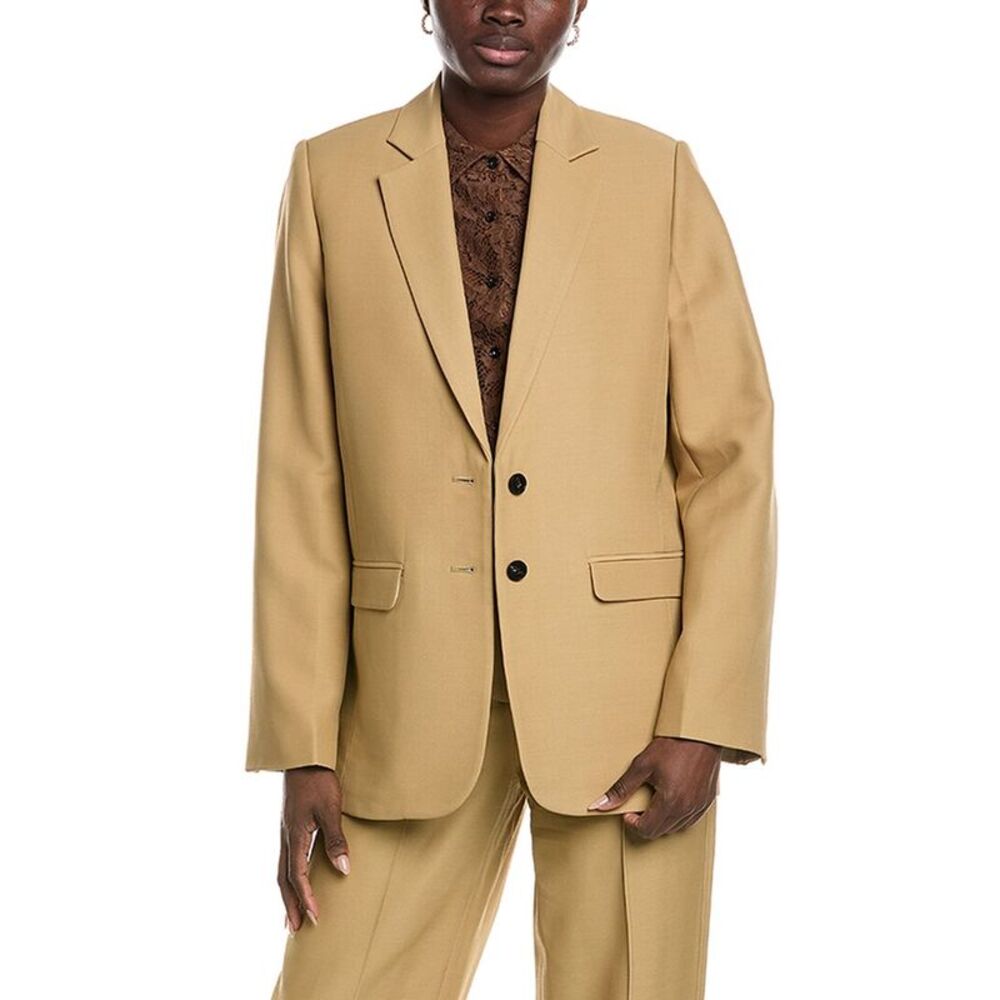 Co Womens  Boxy Wool-Blend Blazer, Tan